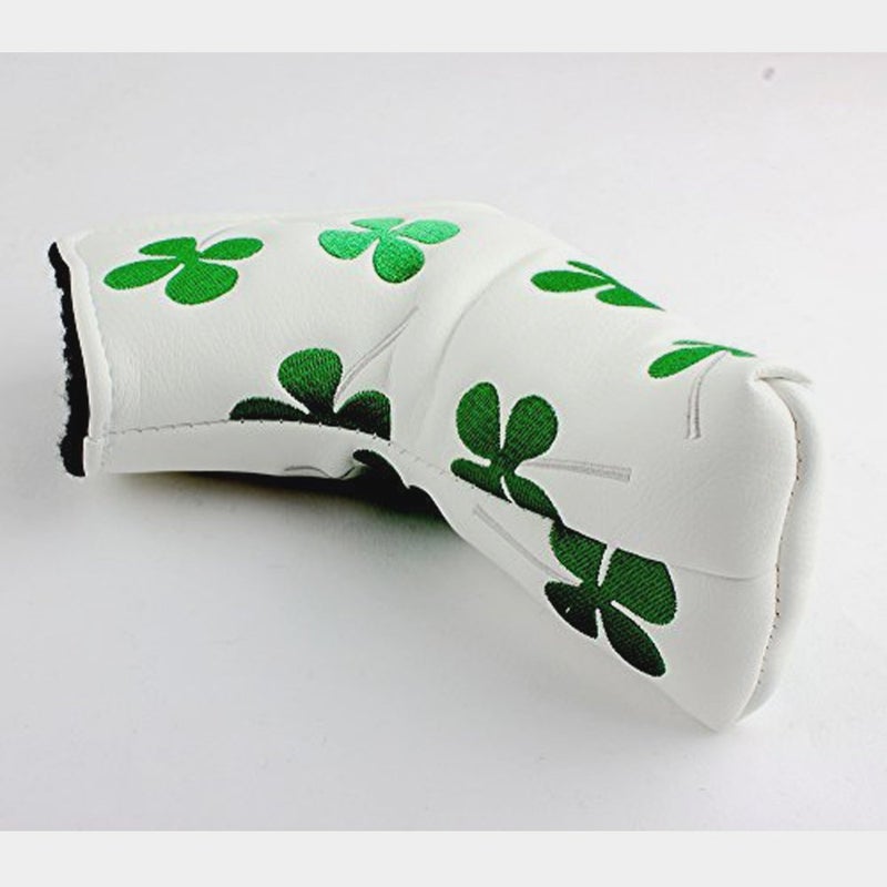 Ronsit Green Four-Leaf Clover Golf Putter Head Cover Headcover Shamrock Embroidered Blade Fit All Brands (White) - Image 3